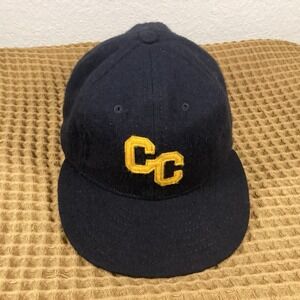 EBBETS FIELD FLANNELS Wool Sz 7 5/8 CC Baseball Cap Made in USA Black Yellow